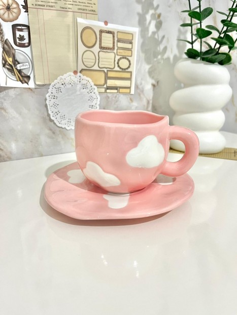 Ghima cup with pink saucer