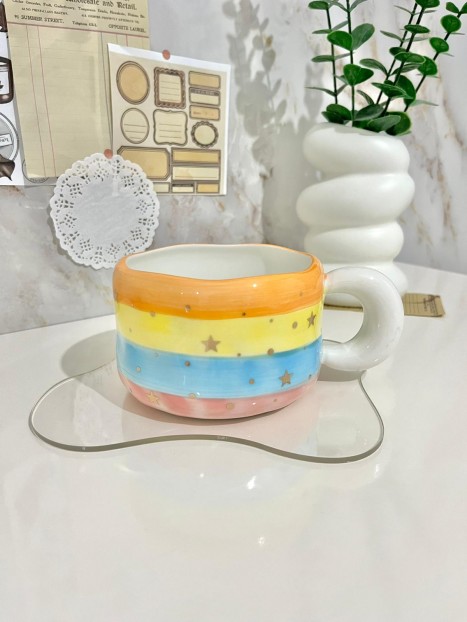 Large colorful handmade mug